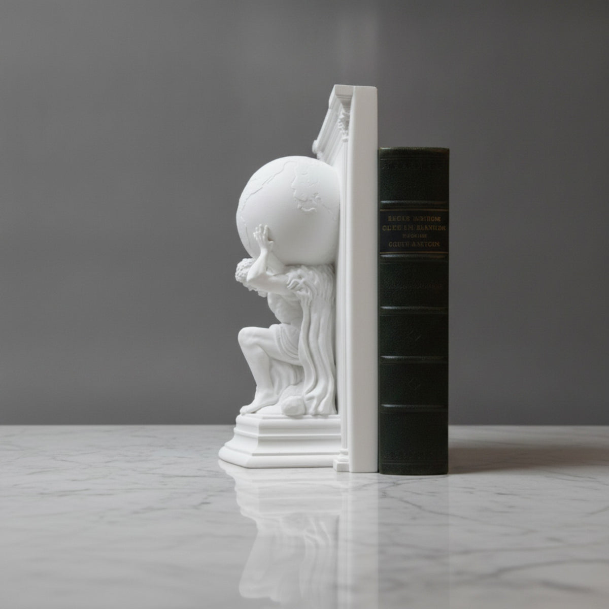 Sculpture Atlas Gypse Blanc - Serre-livre Mythologique
