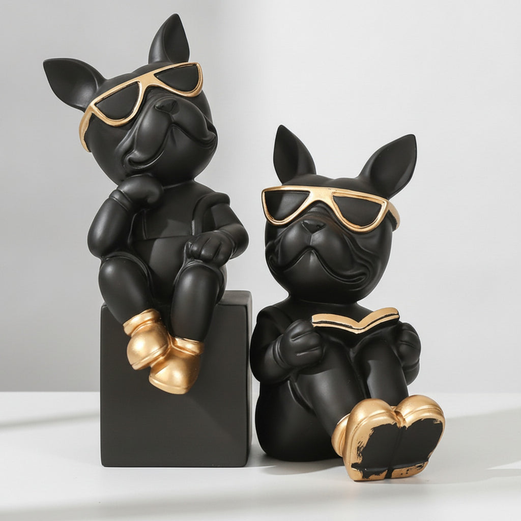 Serre livre Statue Bouledogue Français Majordome