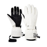 Gants de ski blancs et noirs avec doublure polaire.
