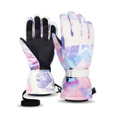 Gants de ski avec motif abstrait et doublure polaire.